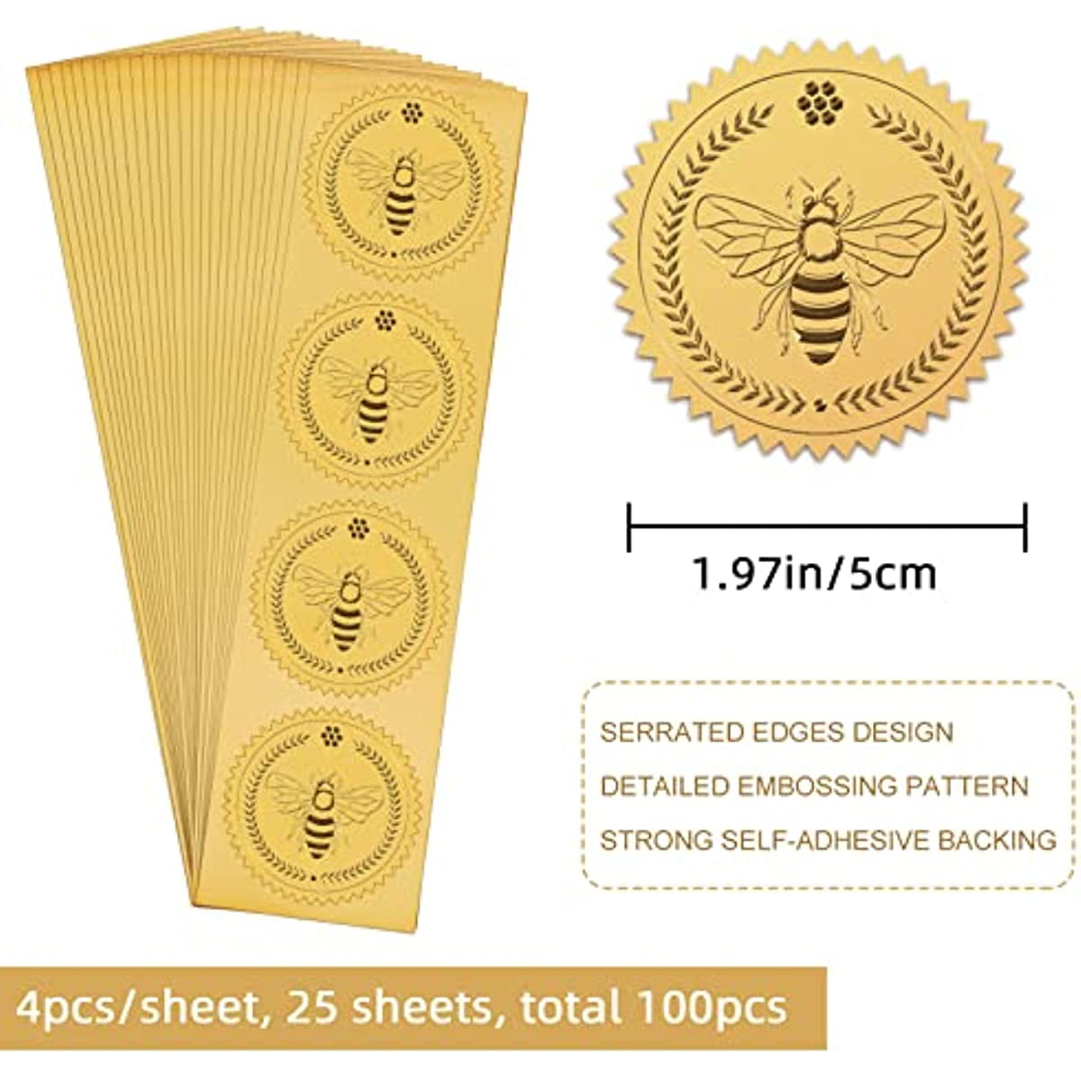  240 Pcs Golden Embossed Seal of Achievement Ribbon Certificate  Seals Self Adhesive Embossed Gold Stickers for Envelopes Diplomas : Office  Products