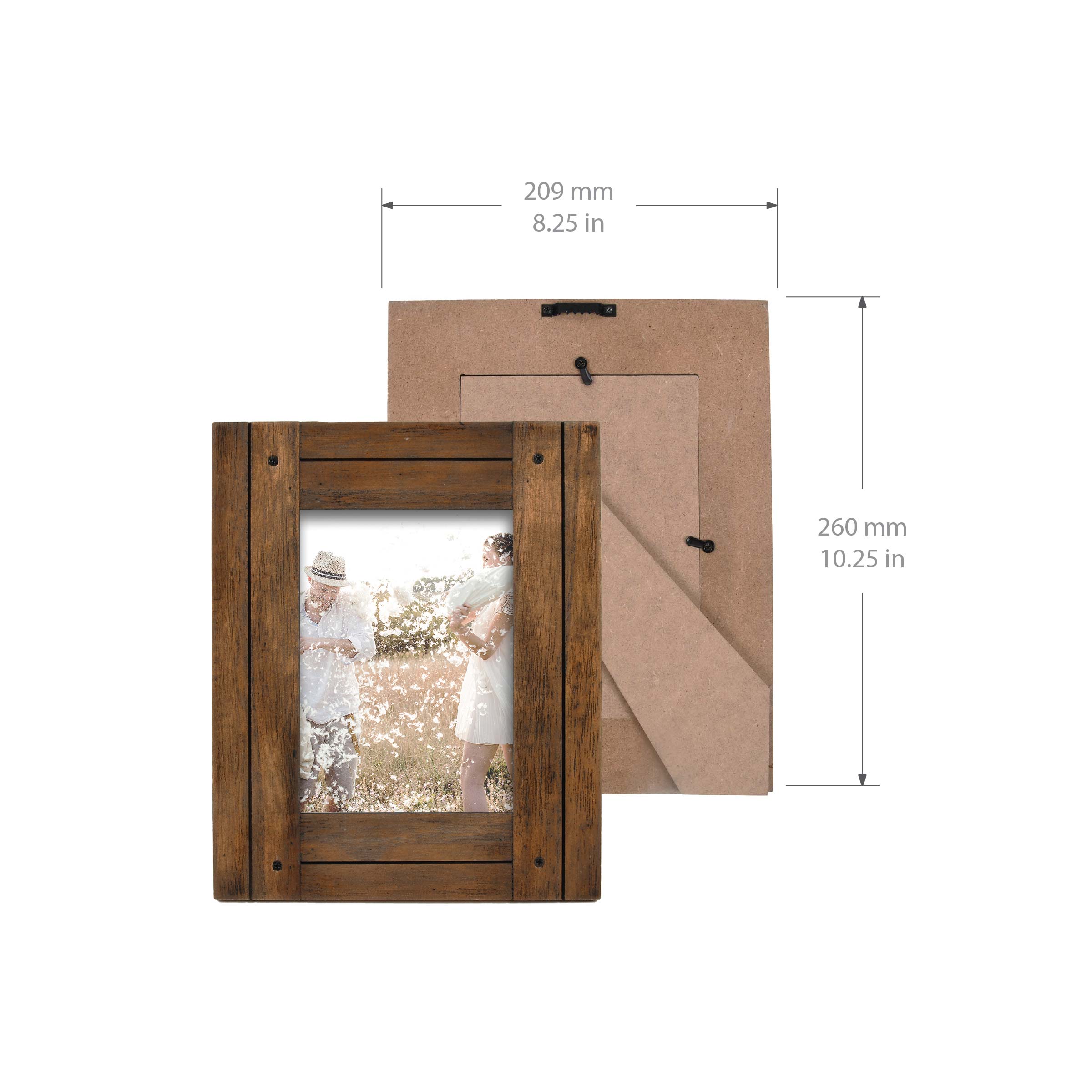 Prinz Homestead 5x7 Distressed Wood Picture Frame Set of 2, Dark Walnut, Tabletop or Wall-Mounted