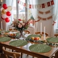 thumbnail image 5 of Japanese Round 15 Inch Placemats Set of 4, Green Rustic Retro Pastoral Floral Leaves HeatResistant Non Slip Place Mats for Dining Table, Wipeable Braided Kitchen Table Mats for Housewarming, 5 of 9