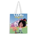 thumbnail image 1 of Cleo y Cuquín Bolso de tela con estampado de lienzo para mujer, bolsa de compras reutilizable y estética, con cremallera interior, regalo para mujer, 35 × 40 cm., 1 of 6