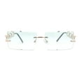 thumbnail image 2 of Luxury Jewel Large Chain Link Arm Rimless Rectangle Designer Sunglasses Gold - Green, 2 of 4