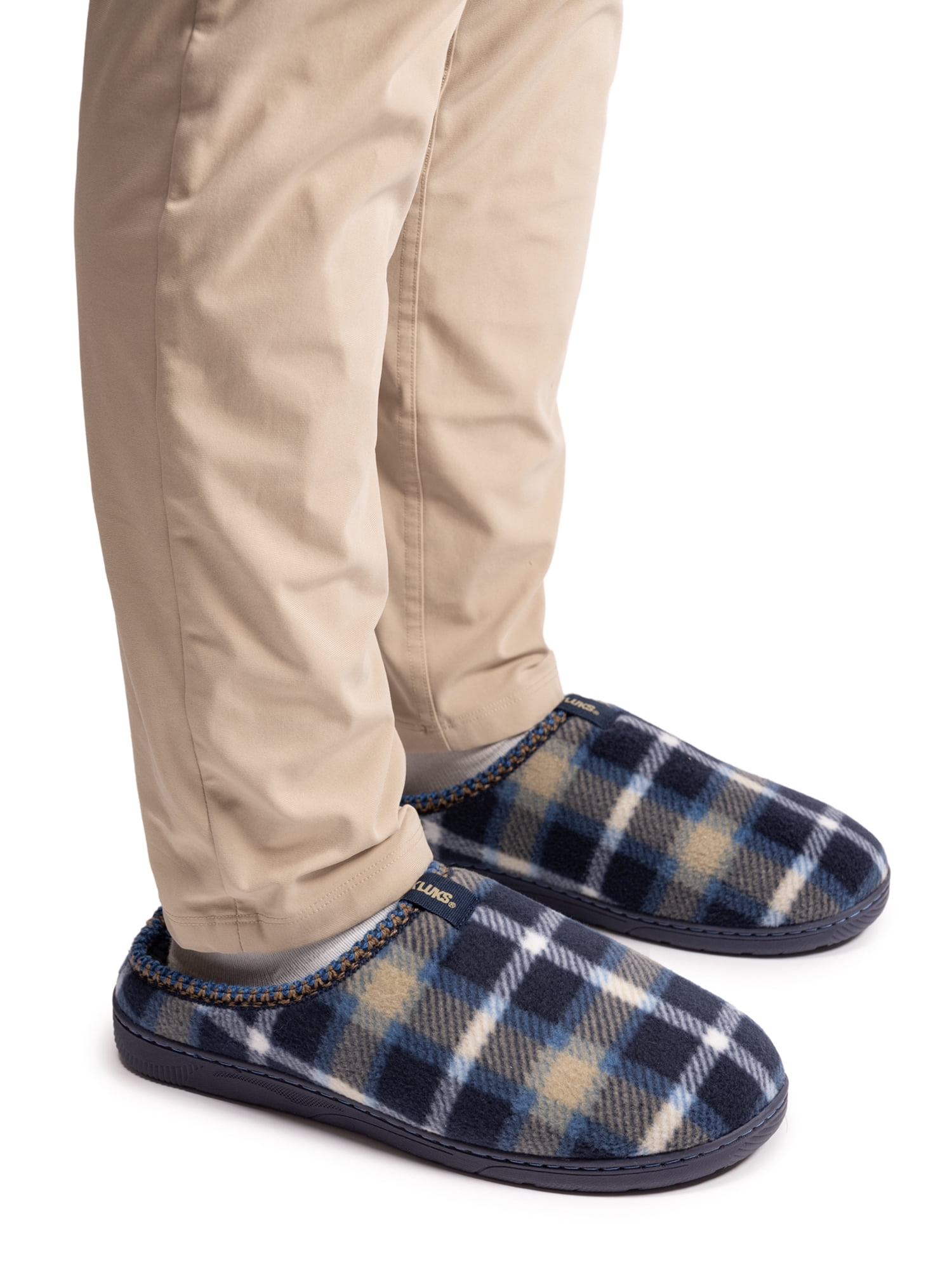 MUK LUKS Men's Plaid Fleece Comfort Clog Slipper