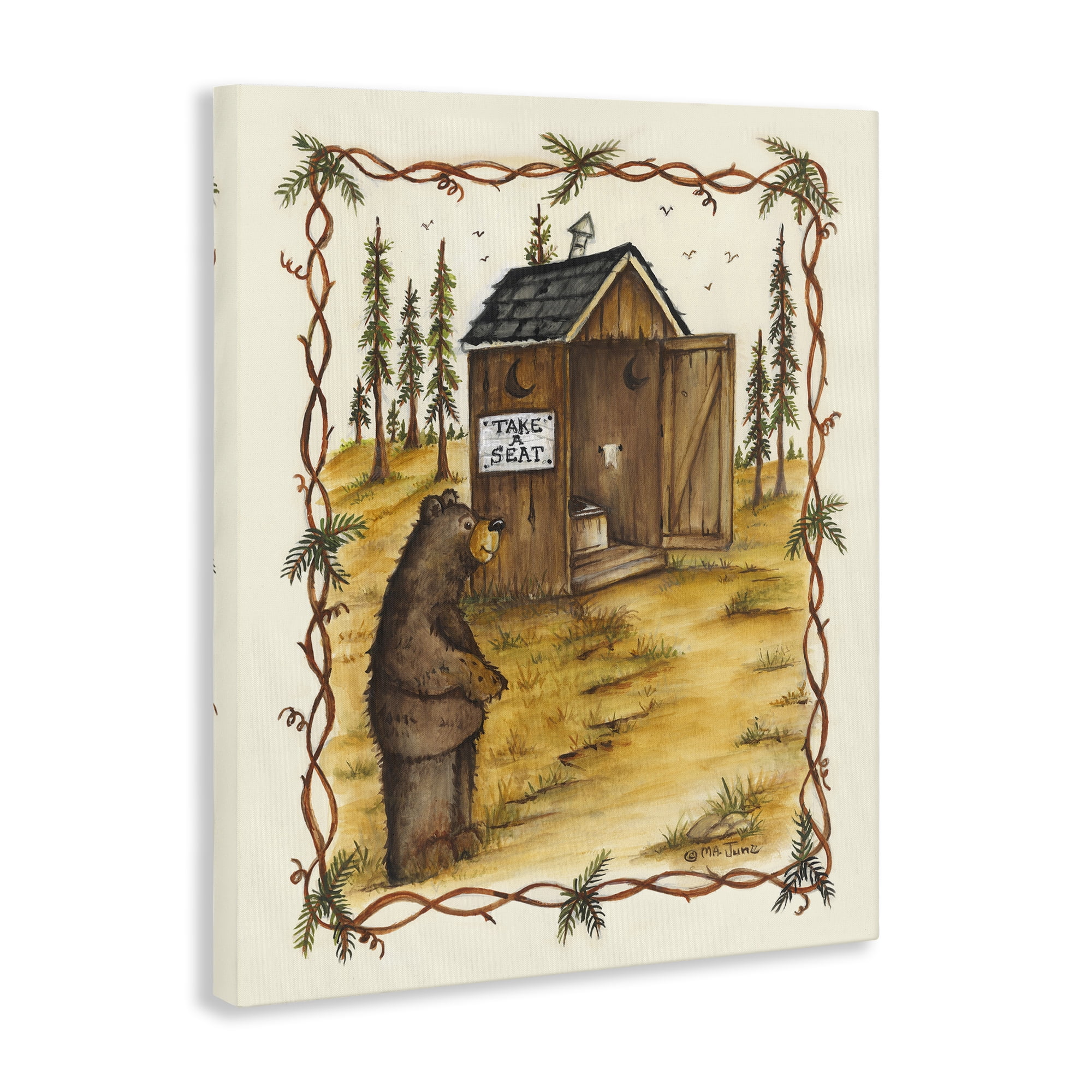 Stupell Industries Take A Seat Outhouse Animals & Insects Painting Gallery Wrapped Canvas Art Print Wall Art, 16 x 20