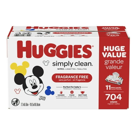 HUGGIES Simply Clean Baby Wipes, Unscented (Choose Your Count)