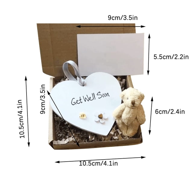 Gran Oso de Peluche en Forma de Corazón de Madera Bolsillo Oso de Peluche Abrazo Regalo Mini Oso de Peluche