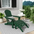 thumbnail image 6 of WestinTrends Malibu Outdoor Lounge Chair, 2-Pieces Adirondack Chair Set with Ottoman, All Weather Poly Lumber Patio Lawn Folding Chairs for Outside Pool Garden Backyard Beach, Dark Green, 6 of 14
