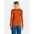 thumbnail image 4 of Time and Tru Women's Long Sleeve Rib Scoop T-Shirt, 4 of 5