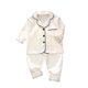 thumbnail image 1 of Odeerbi 1-5 Años Niños Niñas Pijama de Satén Con Solapa Entallada Camisa de Manga Larga Conjunto Suave Seda Ropa de Dormir Seda Conjuntos de Pijamas de Dos Piezas, 1 of 4