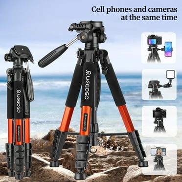 UEGOGO Tripod 74” Camera Tripod for Cell Phone, Aluminum Professional Heavy Duty Camera Tripod Stand, Tripod for Camera DSLR SLR with Carry Bag, Compatible (Oranger)