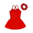 thumbnail image 4 of Raenseen Kids Girls Ballet Tutu Dress Dance Costume Sparkle Sequin Camisole Gymnastics Leotard Dress Red XL, 4 of 6
