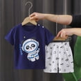 thumbnail image 2 of Toddler Boy Summer Clothes Outfits 2 Pcs Kids Cotton Short Sleeve Shirt Shorts Set 6-12 Months 12-24 Months 2t 3t 4t 5t 6t 7t Children(Navy,3-4 Years), 2 of 3