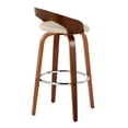 thumbnail image 6 of LumiSource Walnut Wood, Chrome Metal, Cream PU Grotto 30" Fixed-Height Barstool - Set of 2, 6 of 6