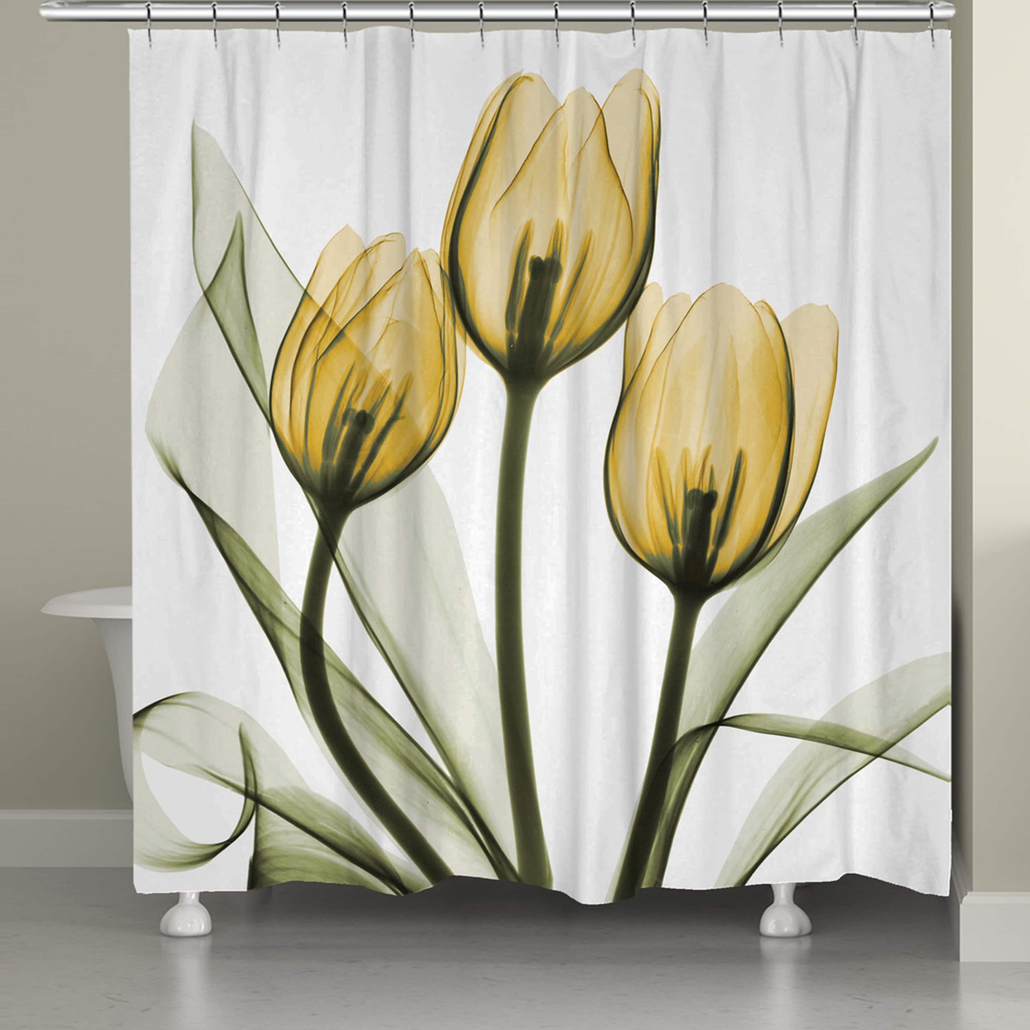 Laural Home X Ray Gold Tulip Bouquet Shower Curtain Com