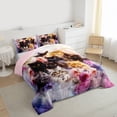thumbnail image 3 of Castle Fairy Cartoon Floral Cats Full Size Comforter Sets,Vintage Flowers Bedding Sets, 3 of 8