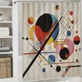 thumbnail image 6 of Pratyus Circles Lines Shapes Printed Shower Curtain, Easy Care 100% Polyester Fiber Home Bathroom Decoration with Hooks 36x72, 6 of 7