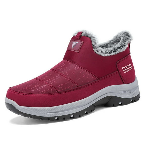 Gyexs Snow Boots for Men Size 10, Winter Shoes for Men, Fold Over, Zip, Hiking, Aluminum Toe, Women's Fashion, Red, Size 6