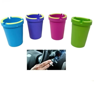 4 Pack Glow in the Dark Butt Bucket Ashtray for Cigarette, Self-Extinguishing Cup, Car Ash Holder Portable, Truck, Home, Office (Pink/Blue/Purple/Green)