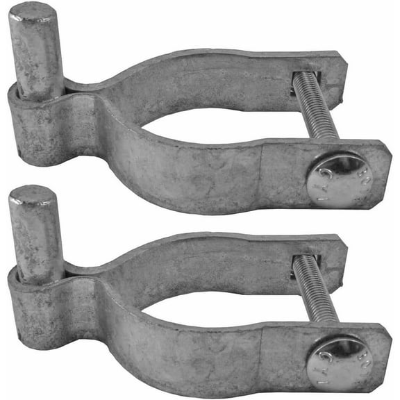Chain Fence Gate Post Hinge - Use for  Outside Diameter Post/Pipe - Galvanized Chain Post Gate Hinge - Nut/Bolt Included for Hinge (2 Pack)