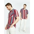 thumbnail image 4 of SSLR Hawaiian Shirt for Men Striped Shirt Casual Short Sleeve Button Down Shirts, 4 of 8