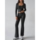 thumbnail image 4 of Conjuntos de Salón para Mujer, Conjuntos Casuales Y2K de 2 Piezas, Tops Cortos de Corta, Pantalones Acampanados con Pliegues y Chándales. Gris Oscuro L, 4 of 9