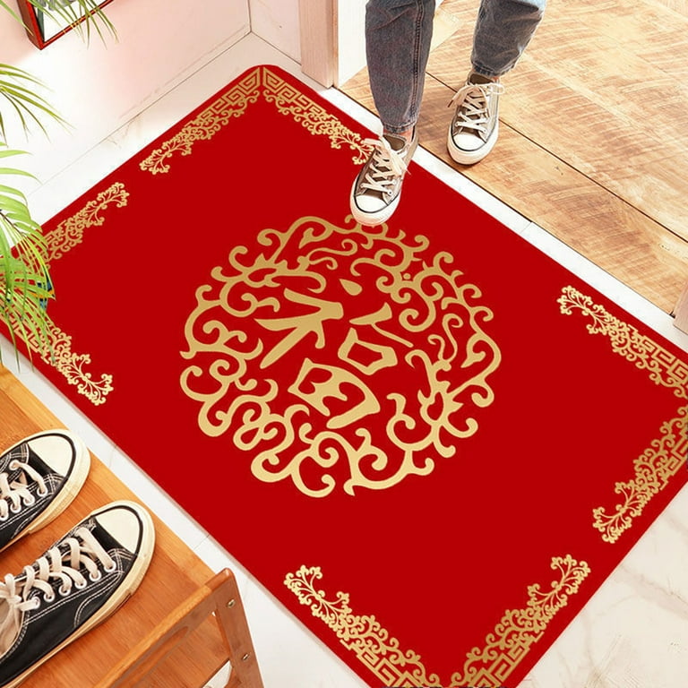 Red Door Rug, Chinese Style Safe Blessing Rug, Dirt Resistant Home Shoe  Entry Decorative Carpet, Indoor Outdoor Entrance Mat, Absorbent Bath Mat,  Suitable For Living Room Bedroom Bathroom Kitchen Balcony Patio Laundry 