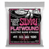 Ernie Ball 2814 Super Slinky Flatwound Electric Bass Guitar 4-String Set, 45-100