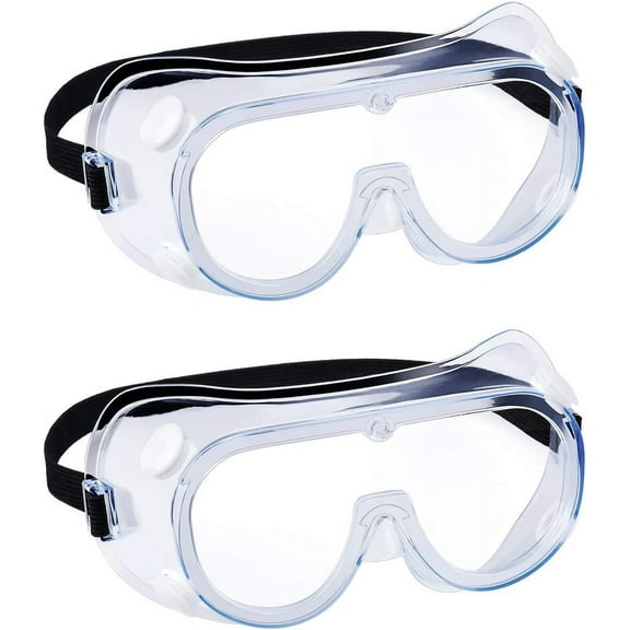 2 pack Safety Goggles, Adjustable,Lightweight Anti-Fog Protective Safety Glasses, Eye Protection, White