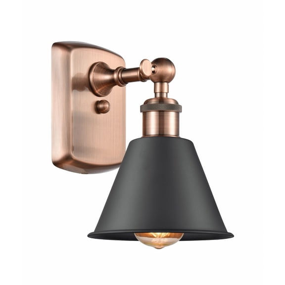 516-1W-AC-M8-BK-LED-Innovations Lighting-Smithfield - 1 Light Wall Sconce In Industrial Style-10.5 Inches Tall and 7 Inches Wide Antique Copper LED