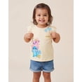 thumbnail image 2 of Disney Lilo and Stitch Shirt for Girls, Ruffle Sleeve T-Shirt with Puff Ink Aloha Pocket, Kids Tee (Yellow, 4), 2 of 4