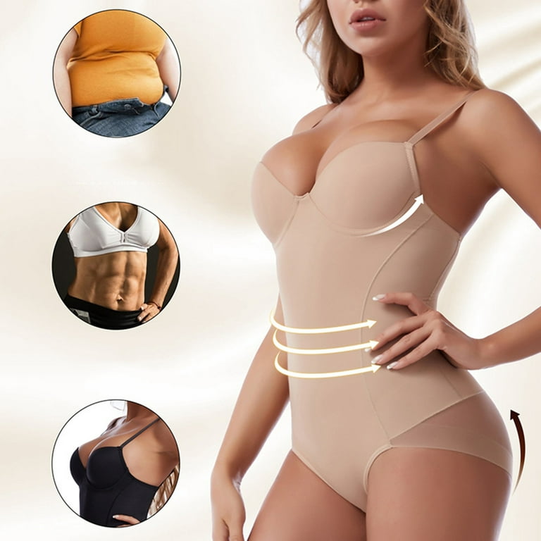 Skpblutn Shapewear For Women Tummy Control Bodysuit Backless Bra