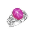 thumbnail image 4 of RYLOS Rings for Women 14K White Gold Ring 12X10MM Gemstone &  Diamonds Great Ring for Middle or Pointer Finger July Star Ruby Size 9, 4 of 8