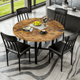 thumbnail image 2 of Lamerge Round Dining Table Set for 4,Wood Round Kitchen Table and Chairs Set for 4,Modern Dining Room Table Set with 4 Faux Leather Chairs,Round Dinner Table for Small Space,Brown, 2 of 11