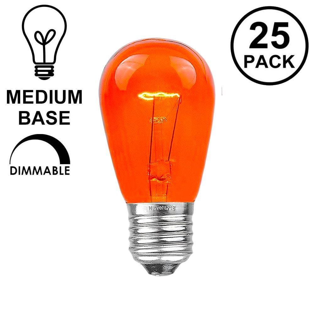 Novelty Lights Amber/Orange S14 Edison Hanging Outdoor String Light Replacement Bulbs E26 medium Base 11 Watt