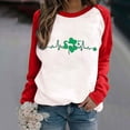 thumbnail image 1 of WREESH Mode Femmes Printemps Patchwork St. Patrick'S Day Imprimé Manches Longues Col Rond Casual Tee-Tops, 1 of 1