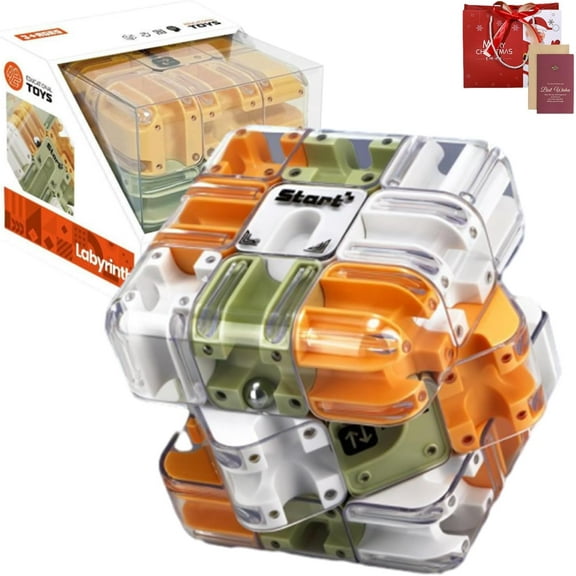 3D Rolling Ball Maze Cube - 2026 Upgraded Large Labyrinth 3D Puzzle Maze Cube for Spatial Awareness Brain Training