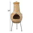 thumbnail image 4 of Outdoor Clay Chiminea Fireplace Sun Design Wood Burning Fire Pit with Sturdy Metal Stand, Barbecue, Cocktail Party, Cozy Nights Fire Pit, Terra Cotta, 4 of 7