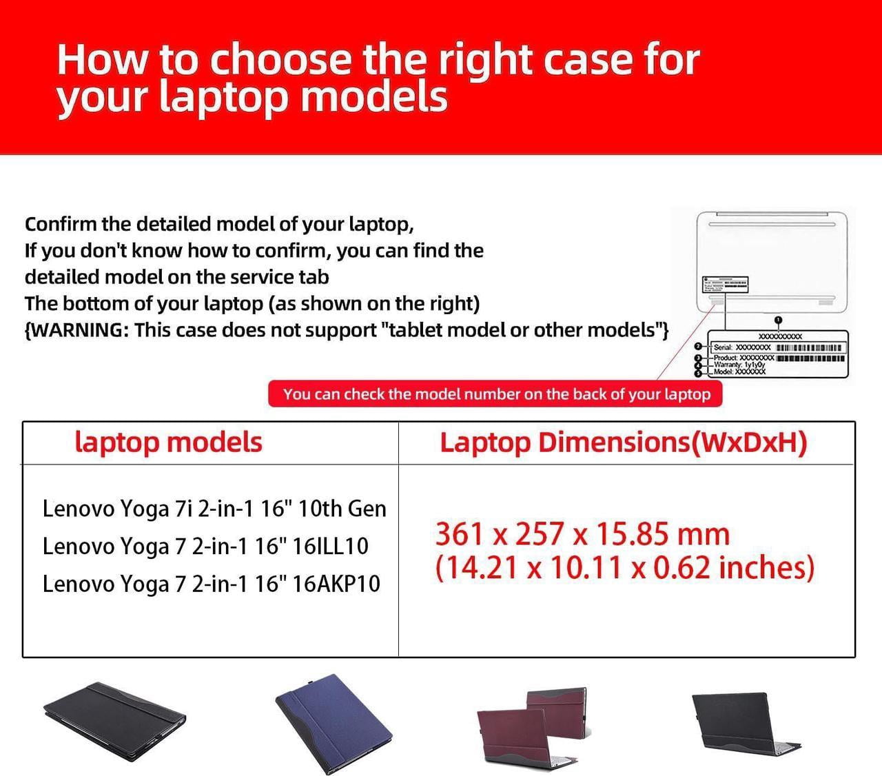 Laptop Case Cover for Lenovo Yoga 7i 2-in-1 16" 10th Gen / Yoga 7 2-in-1 16" 16ILL10 16AKP10 Detachable Notebook Sleeve Computer Bag PU Accessories with Heat Dissipation Hole