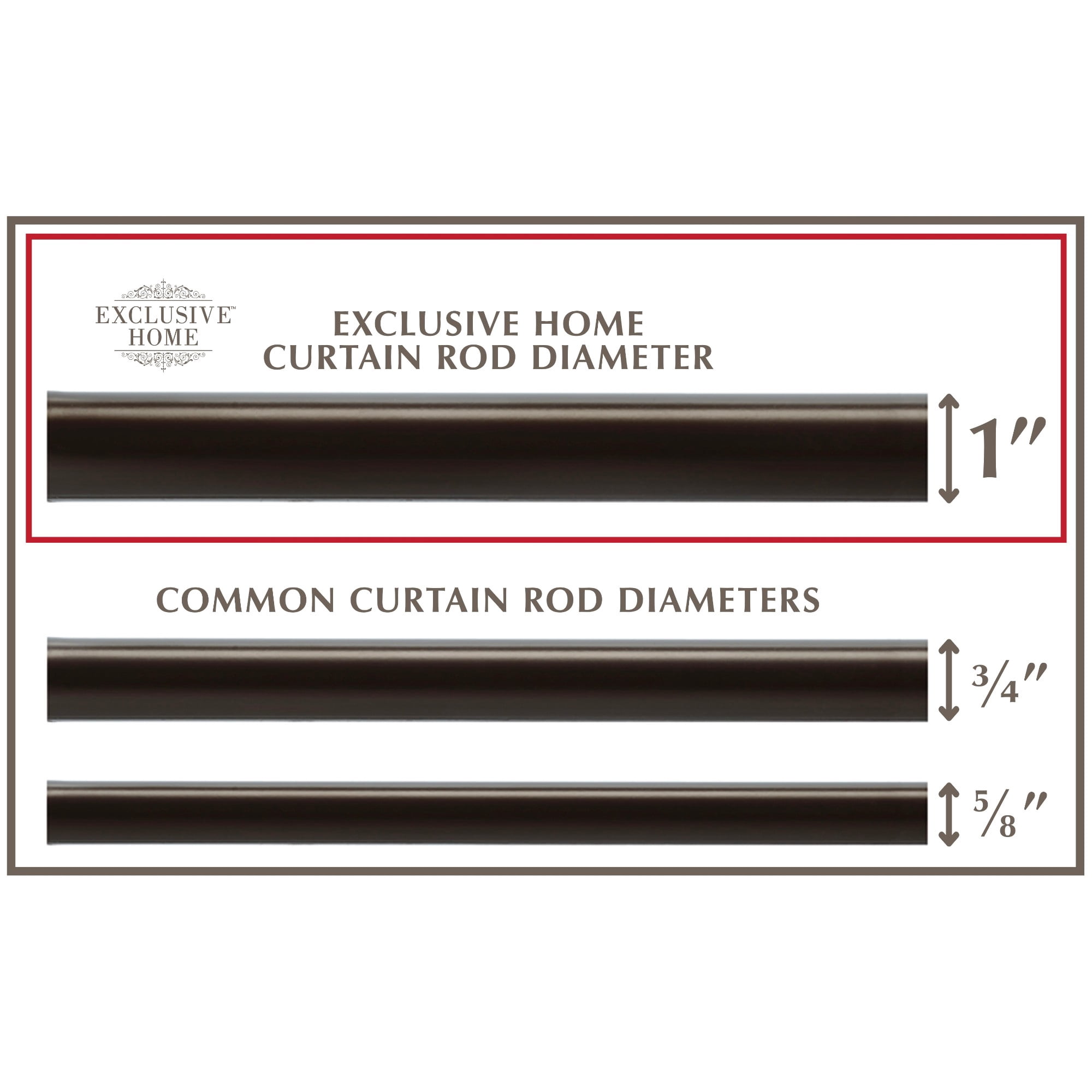Exclusive Home Marquise 1" Curtain Rod and Coordinating Finial Set, Matte Bronze, Adjustable 36"-72"