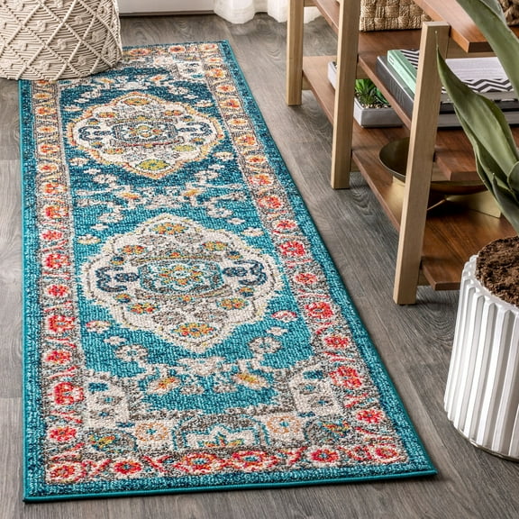 JONATHAN Y BOHEMIAN FLAIR 2 x 8 Runner Rug, Vintage Medallion - Blue/Yellow, BMF102A-28