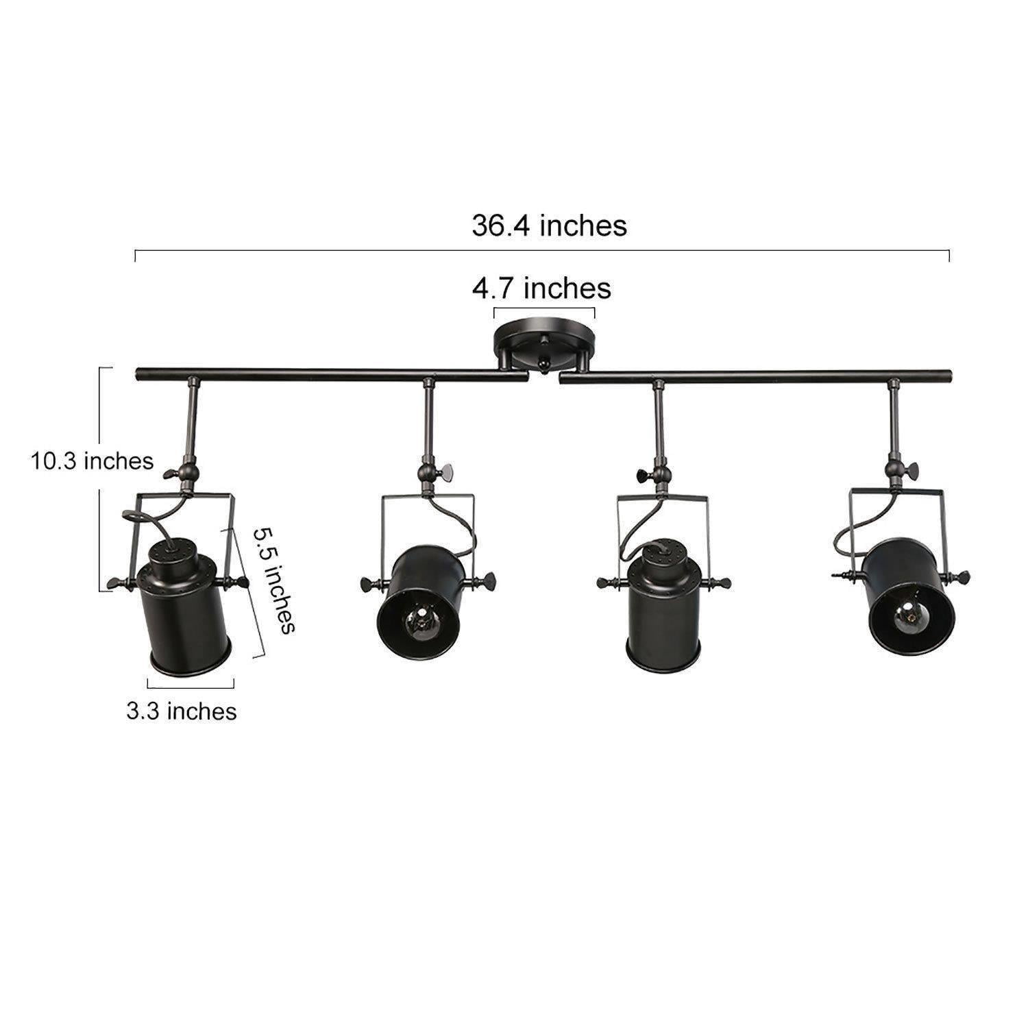LNC 36.4-in 4-Light Dimmable Matte Black LED Track Lighting Gimbal Head(s) Track Lighting Head