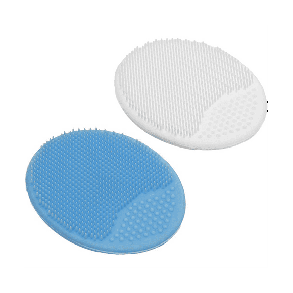 Exfoliating and Massaging Cradle Cap Bath Brushes for Baby,Blue and White, 2 Pack