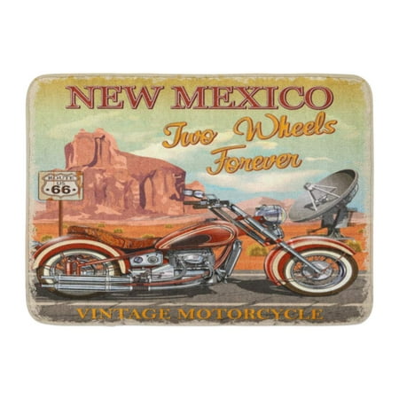 GODPOK Antique Road Vintage Route 66 New Mexico Motorcycle America Bicycle Rug Doormat Bath Mat 23.6x15.7