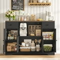 thumbnail image 3 of Homfa Kitchen Buffet Cabinet with Microwave Shelf, 47" W Sideboard with Charging Station, Microwave Coffee Buffet for Kitchen Dining Room, Black, 3 of 9