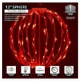 thumbnail image 2 of LED Light Indoor-Outdoor Christmas Hanging Tree Globe Light Sphere, Fold Flat Metal Frame (12", White Frame/Red String Lights), 2 of 5