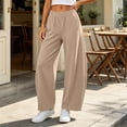thumbnail image 3 of CFLVAEK Sweatpants Women Barrel Wide Leg Baggy Lounge Pants with Pockets Casual Elastic Waist Workout Sweat Pant Khaki L, 3 of 6
