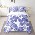 thumbnail image 2 of Feelyou Summer Palm Leaf Bedding Comforter Set 7 Pieces for Teens, Slate Blue Flower Floral Print Full Bedding Set, Plant Brotanical Reversible Fitted Sheet Flat Sheet, Microfiber Bedroom Decor, 2 of 8