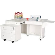 Arrow K8805 Kangaroo Sewing Cabinet for Sturdy Sewing, Cutting, Quilting, and Crafting with Joey II 3 Drawer Storage Cabinet, Portable with Wheels, White Ash Finish