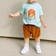 thumbnail image 2 of Suealasg Kids Toddler Baby Boys Summer Outfit Short Sleeve Letter Print Tops + Elastic Waist Shorts 2Pcs Infant Hawaiian Beach Vacation Clothes for Boys, 2 of 10