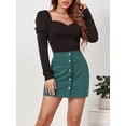 thumbnail image 2 of Wenseny Womens Corduroy A-line Skirt Classic Vintage Casual Skirts Stylish Short Skirt Green S, 2 of 5