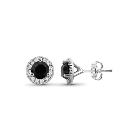 1 Carat T.W. Black and White Diamond Sterling Silver Stud Earrings